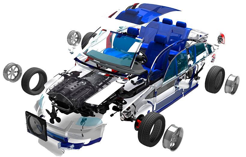 Exploded car